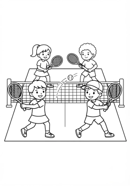Voir le coloriage Jeu de double avec quatre joueurs