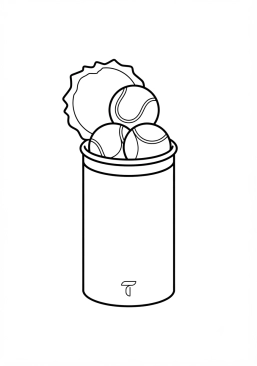 Voir le coloriage Boîte de balles de tennis neuves ouverte