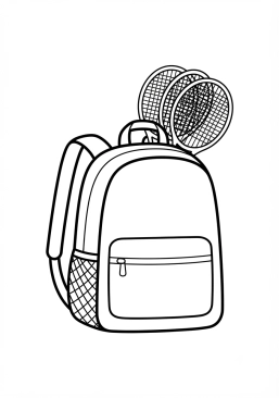 Voir le coloriage Sac à dos de tennis avec plusieurs raquettes