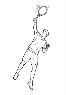Voir le coloriage Joueur de tennis servant avec puissance