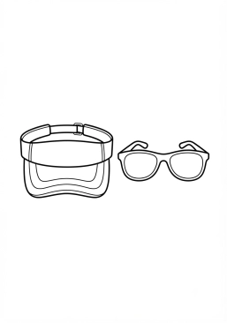 Voir le coloriage Visor de tennis et lunettes de soleil