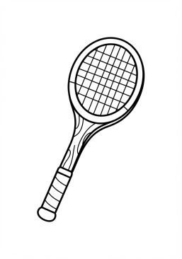 Voir le coloriage Raquette de tennis vintage en bois