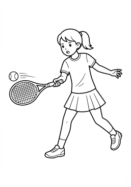 Voir le coloriage Jeune fille frappant la balle en coup droit