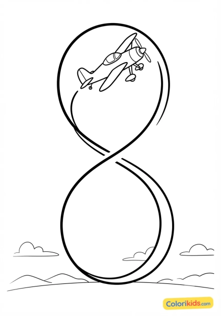 Ausmalbild zum Ausdrucken: kunstflugzeug bei Looping-Figuren