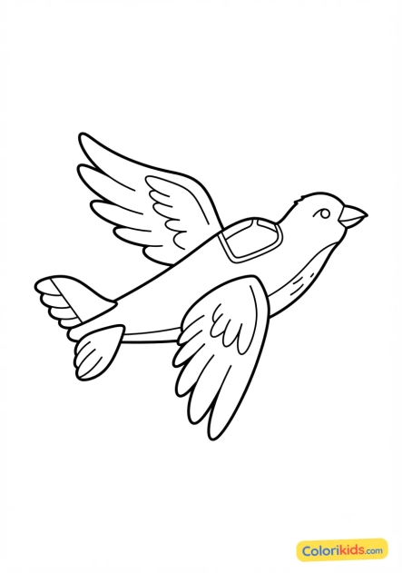 Desenho para colorir para imprimir: avião em forma de pássaro colorido