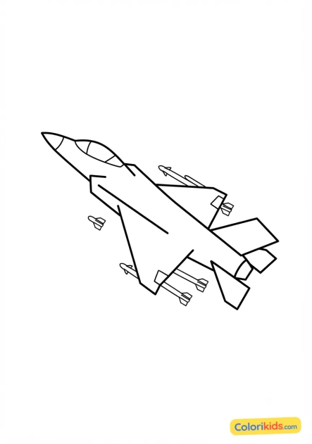 Desenho para colorir para imprimir: caça com mísiles