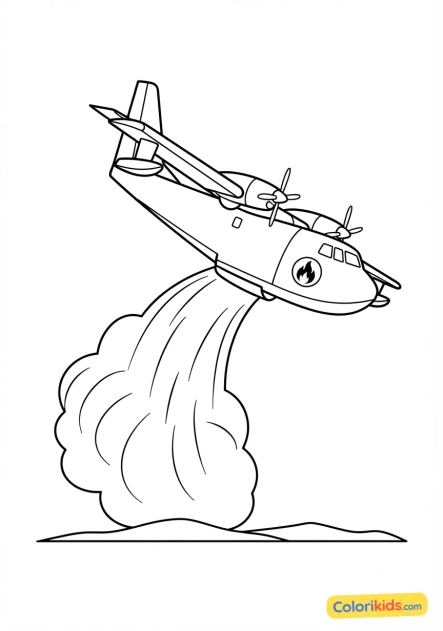 Dibujo para colorear para imprimir: avión contraincendios lanzando agua