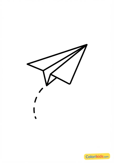 Dibujo para colorear para imprimir: pequeño avión de papel despegando
