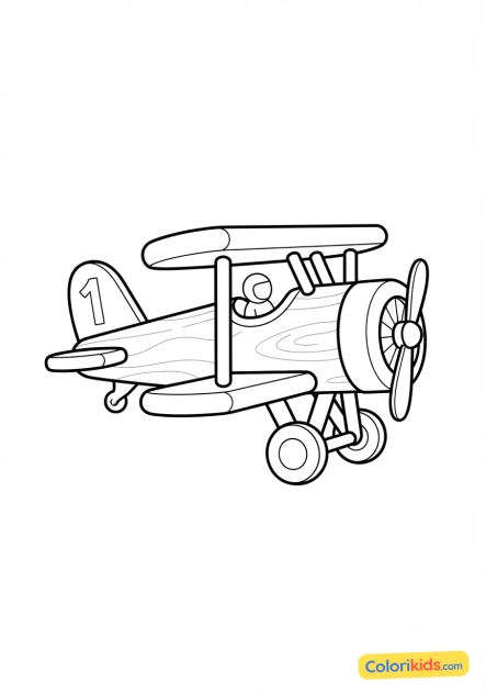 Ausmalbild zum Ausdrucken: kleines Holzflugzeug
