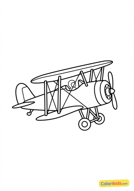 Desenho para colorir para imprimir: antigo biplano com duas asas