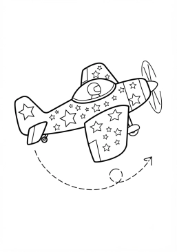 Malvorlage Kunstflugzeug mit Sternenmustern