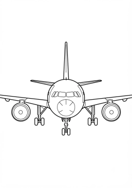 Malvorlage Passagierflugzeug von vorne gesehen