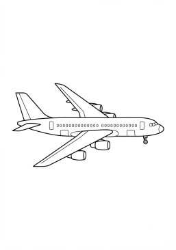 Malvorlage Passagierflugzeug mit riesigen Flügeln