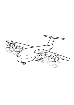 Malvorlage Flugzeug mit sich drehenden Propellern