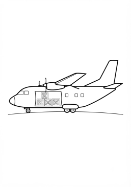 Malvorlage Frachtflugzeug transportiert große Kisten