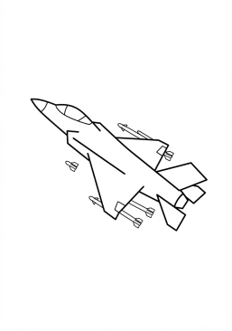Malvorlage Kampfflugzeug mit Raketen