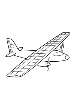 Malvorlage Solarflugzeug mit großen Paneelen
