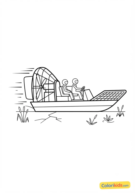 Coloriage à imprimer : hydroglisseur rapide sur un lac gelé ou marais