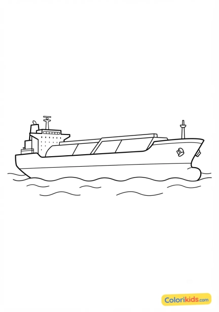 Coloriage à imprimer : bateau-citerne pétrolier géant en haute mer