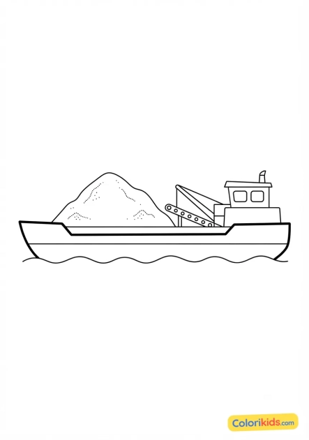 Coloriage à imprimer : barge industrielle transportant du sable