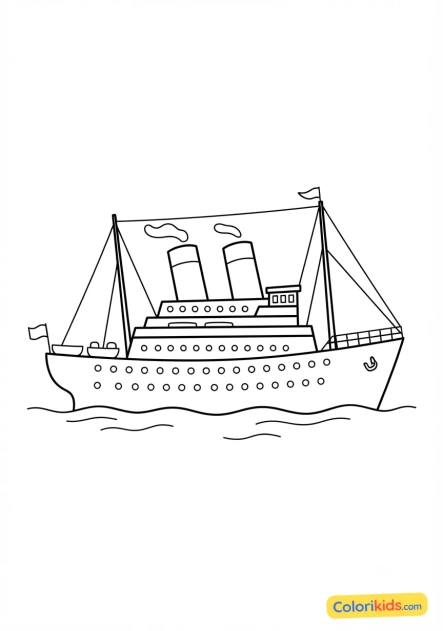 Coloriage à imprimer : majestueux paquebot transatlantique historique