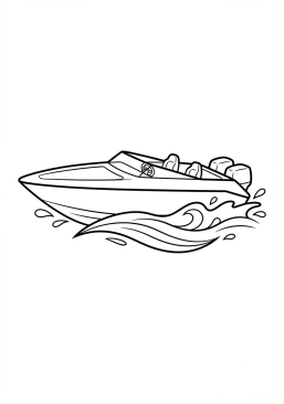Voir le coloriage Rapide bateau à moteur fendant les vagues