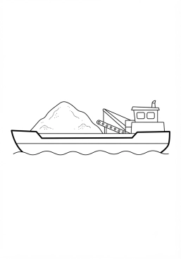 Voir le coloriage Barge industrielle transportant du sable