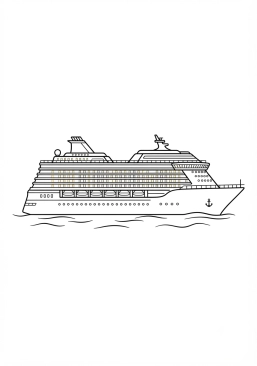 Voir le coloriage Navire de croisière luxueux toutes lumières allumées