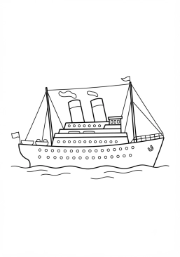 Voir le coloriage Majestueux paquebot transatlantique historique