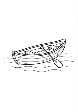 Voir le coloriage Petit canoë en bois sur un lac calme