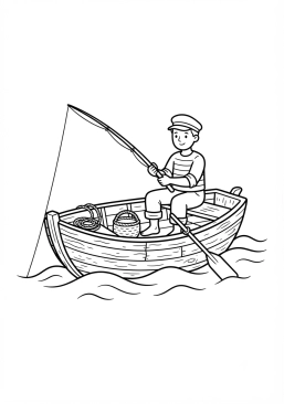 Voir le coloriage Pêcheur traditionnel sur sa barque en bois