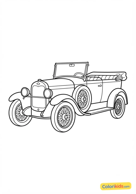 Ausmalbild zum Ausdrucken: vintage-Auto im Stil der 20er Jahre