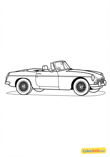 Ausmalbild zum Ausdrucken: oldtimer der 60er Jahre mit Speichenrädern