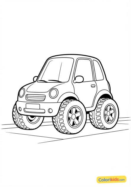 Desenho para colorir para imprimir: carro urbano com rodas muito largas