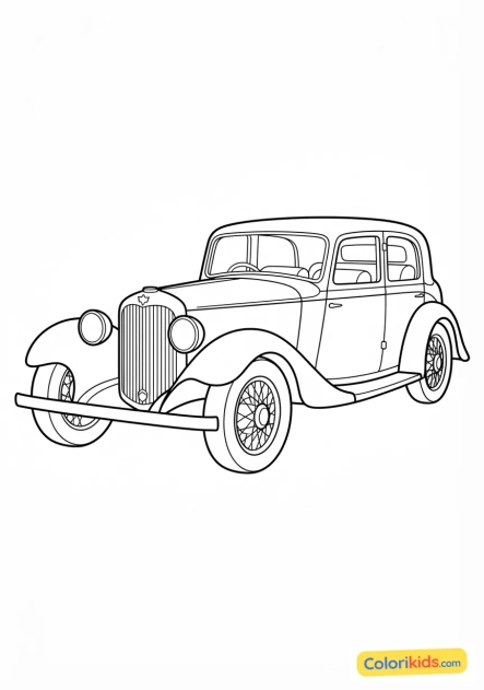 Ausmalbild zum Ausdrucken: eleganter Oldtimer