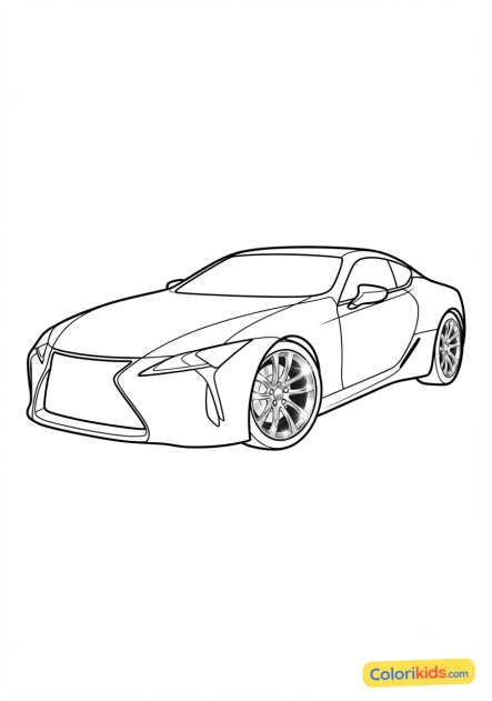 Desenho para colorir para imprimir: carro de luxo com perfil e rodas brilhantes