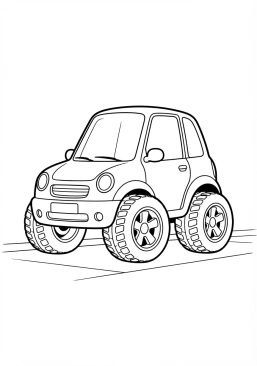 Malvorlage Stadtauto mit sehr breiten Rädern