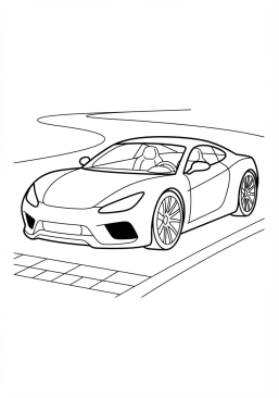 Malvorlage Schnelles Sportcoupé auf einer Rennstrecke