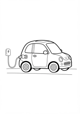 Malvorlage Kleines Elektroauto mit Ladeanschluss