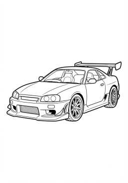 Malvorlage Sportwagen mit massivem Spoiler