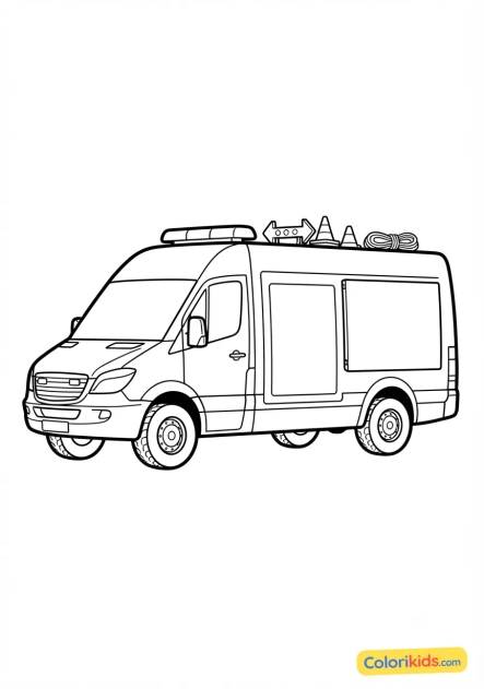 Coloriage à imprimer : camionnette de signalisation routière avancée