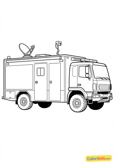 Coloriage à imprimer : camion de commandement et de poste de contrôle mobile