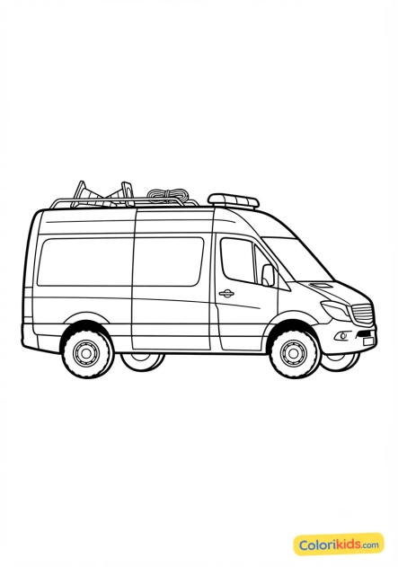 Coloriage à imprimer : camionnette de liaison et de balisage d'urgence