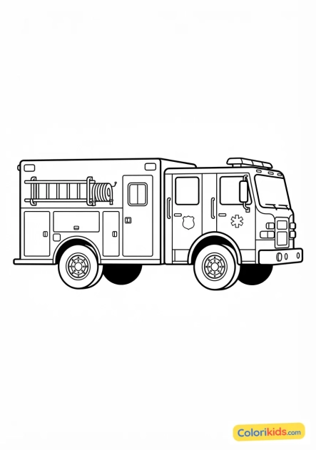 Coloriage à imprimer : camion de premiers secours et de secours routier