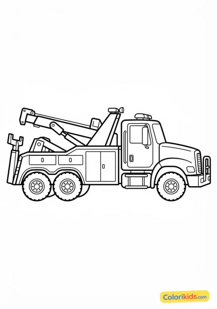 Coloriage à imprimer : camion dépanneur lourd pour le relevage de véhicules