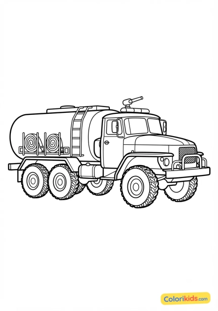 Coloriage à imprimer : camion citerne feux de forêts grande capacité