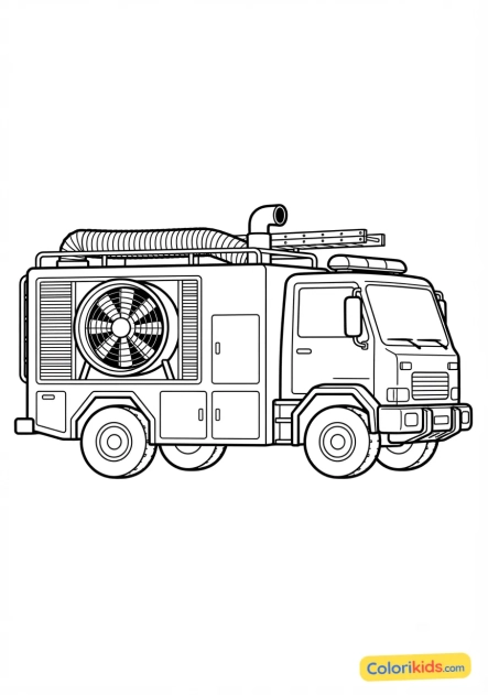 Coloriage à imprimer : camion de désenfumage et de ventilation puissante
