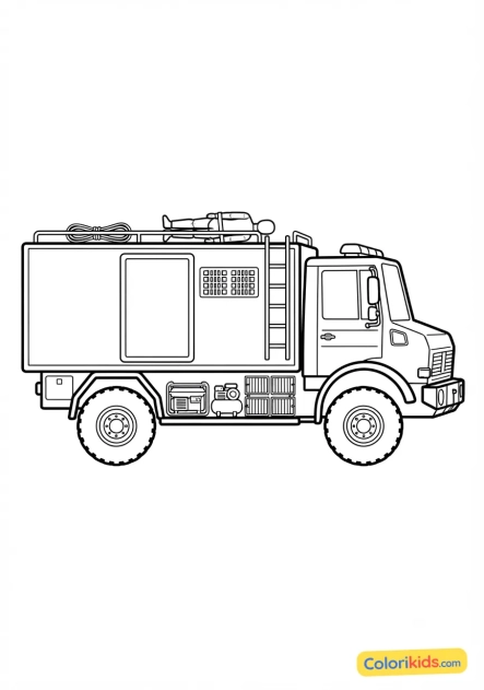 Coloriage à imprimer : camion transporteur de cages à fumée et d'entraînement