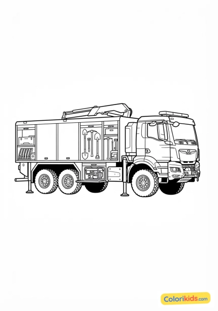 Printable coloring page: technical rescue and clearance truck