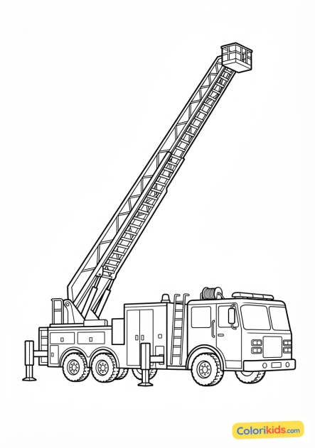 Coloriage à imprimer : camion échelle télescopique ultra-haute